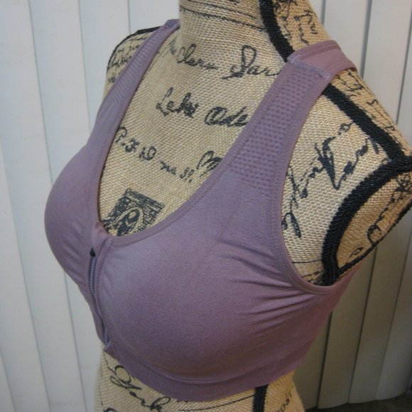 NWOT purple zip front sports bra M med - Picture 2 of 6